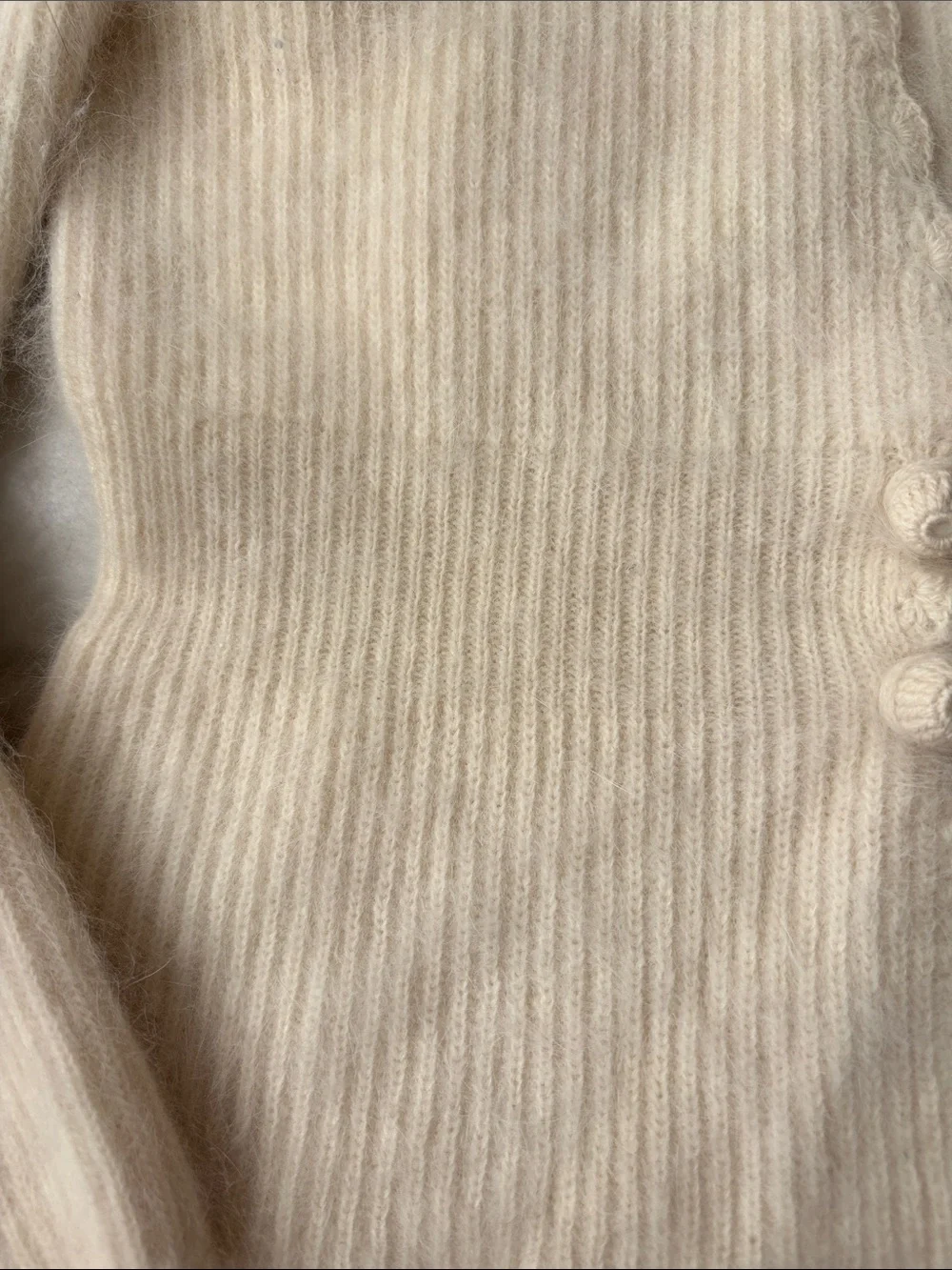 VTG Cream Angora Lambswool Fuzzy Soft Cardigan Sweater - IB Diffusion Small - Picture 5 of 12